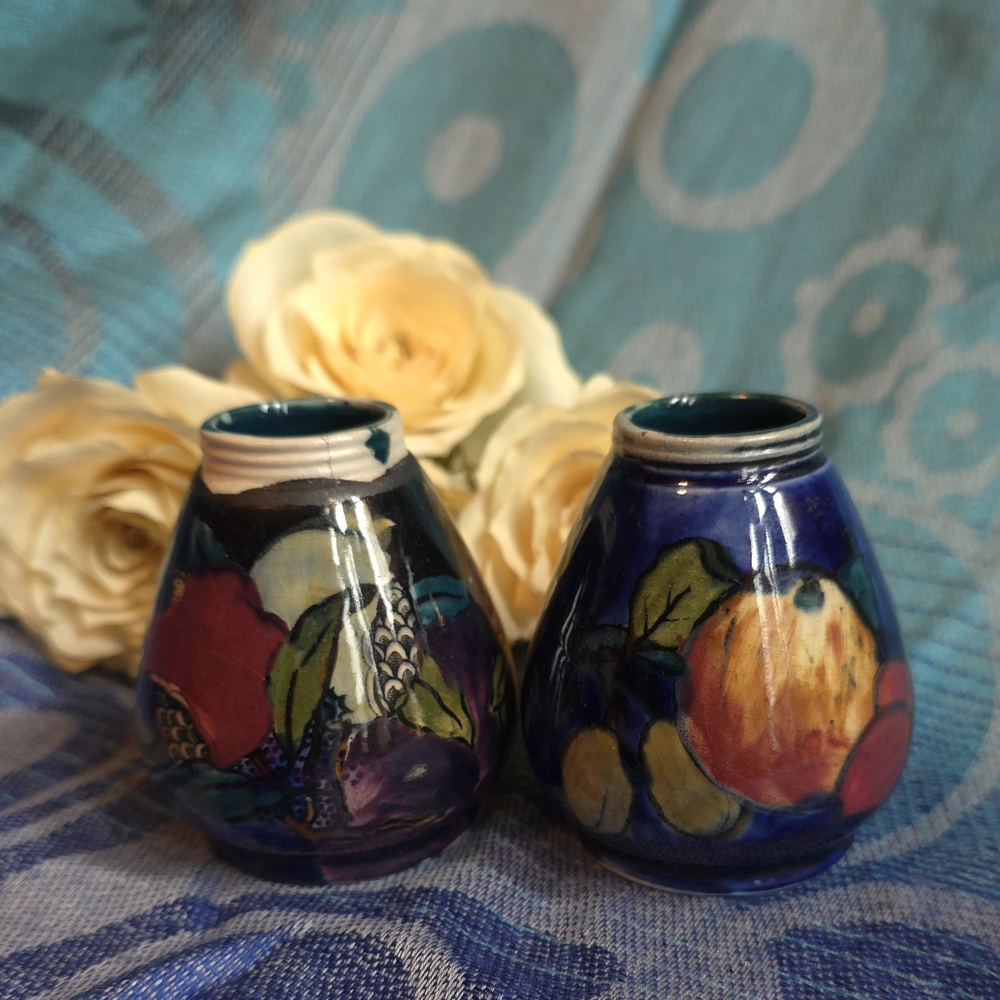 Blue Hand-Painted Ceramic Fruit Mini Vases